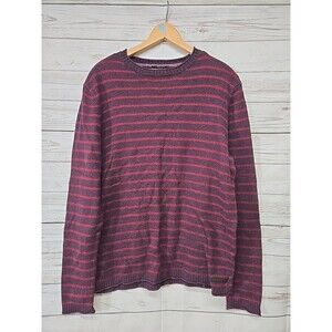 Ted Baker‎ Purple Red Striped Crewneck Wool Blend Sweater Men's 6/Large Elbow